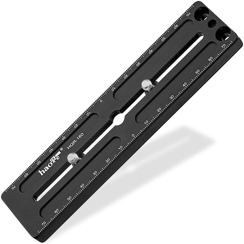 Haoge HQR-160 160mm Multi-Purpose Long Quick Release Extender Rail Sliding Plate for Camera Tripod Ballhead Clamp fit RRS Benro Arca Swiss Sunwayfoto - Image 1